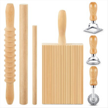 7-delige pasta-maakset, houten gnocchi-bord met ravioli-stempel en deegrollerset, maker voor zelfgemaakte pasta