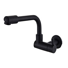 360 Degree Rotating Black Wall Mounted Single Cold Water Mixer Solid Brass Kitchen Sink Basin Faucet Mop Pool Taps