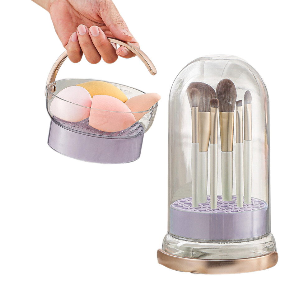 Makeup Brush Storage Rack Practical Beauty Tool Holder-Purple