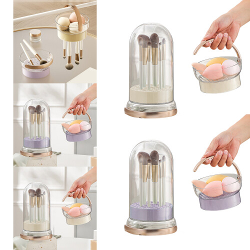 Makeup Brush Storage Rack Practical Beauty Tool Holder-Purple 2