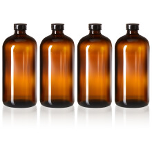 32oz Amber Glass Beer Bottles with Airtight Lids for Home Brewing Kombucha and Juice Storage Pack of 4