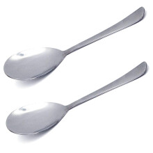 2 Pack 8.5 Inch Stainless Steel Serving Spoons Set with Ergonomic Grip for Buffet and Parties