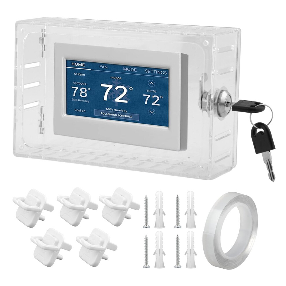 Thermostat Lock Box Cover With Key, Clear Lockable Guard For Wall Mounted Thermostat Protection 9426802901498