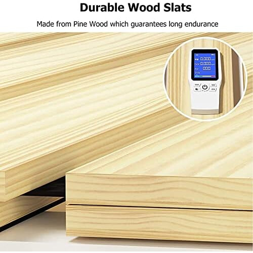 Rollable Floor Mattress Frame Solid Pine Wood Bed Slats for Spinal Support Foldable 39x47in 1
