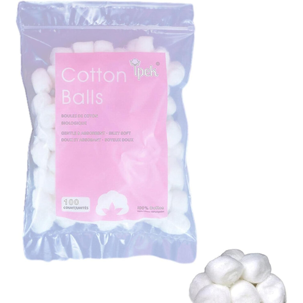 Pure Cotton Balls 100 Count  Soft Gentle Touch for Lint Makeup Removal and Beauty Use