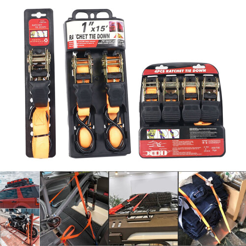 Cargo Tie Down Ratchet Straps Offering Corrosion-4 pack 2