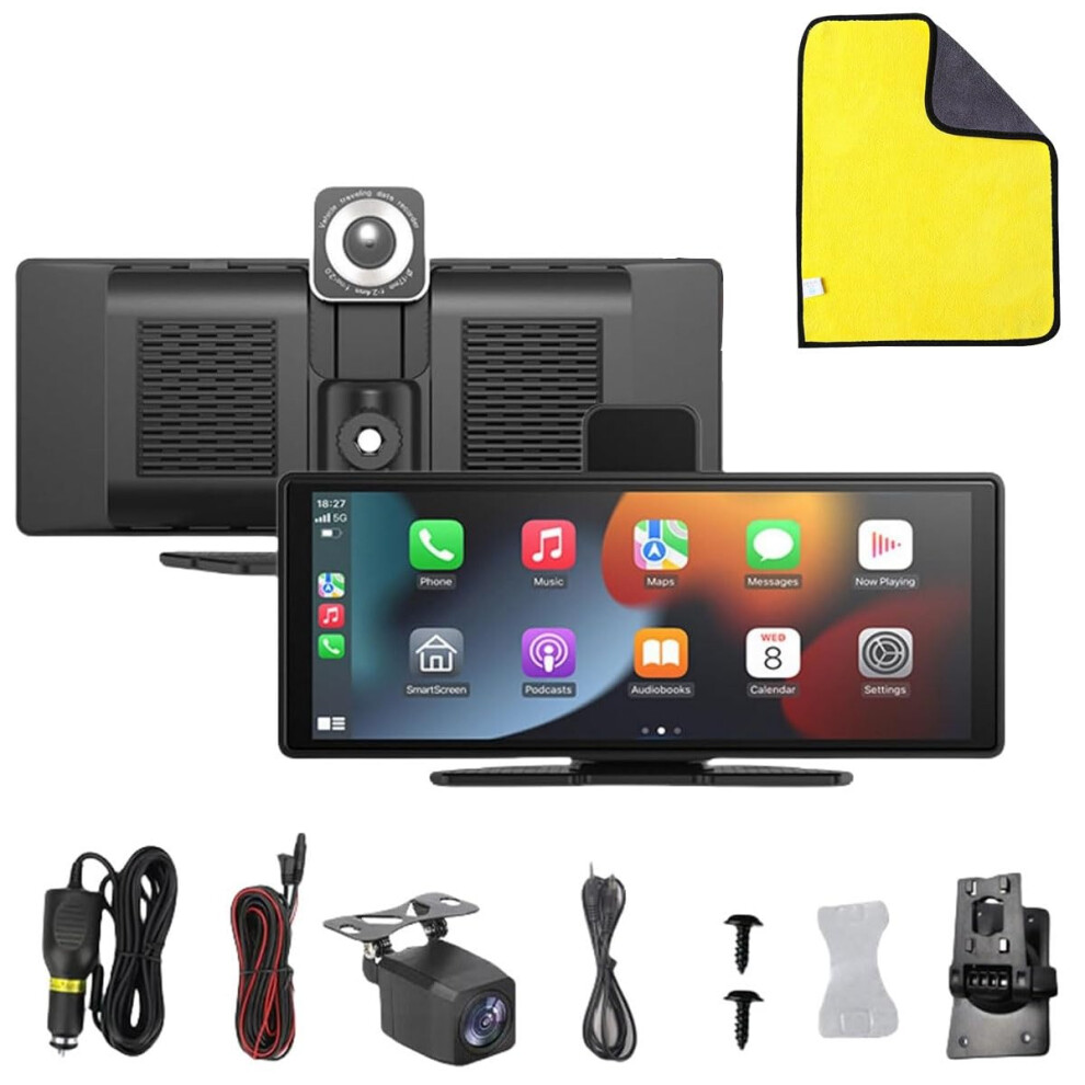 10.26 Inch Wireless Screen Compatible With Carplay, 4K Dash Cam, 1080P Backup Camera, Gps And Voice Control 9119770783516