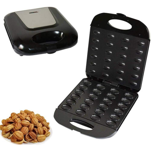 Automatic Electric Nut Waffle Maker with Nonstick Plates and Mini Sandwich Cooking Pan