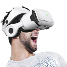 VR Headset with Builtin Headphones and Immersive Audio, Adjustable Focal Settings, White