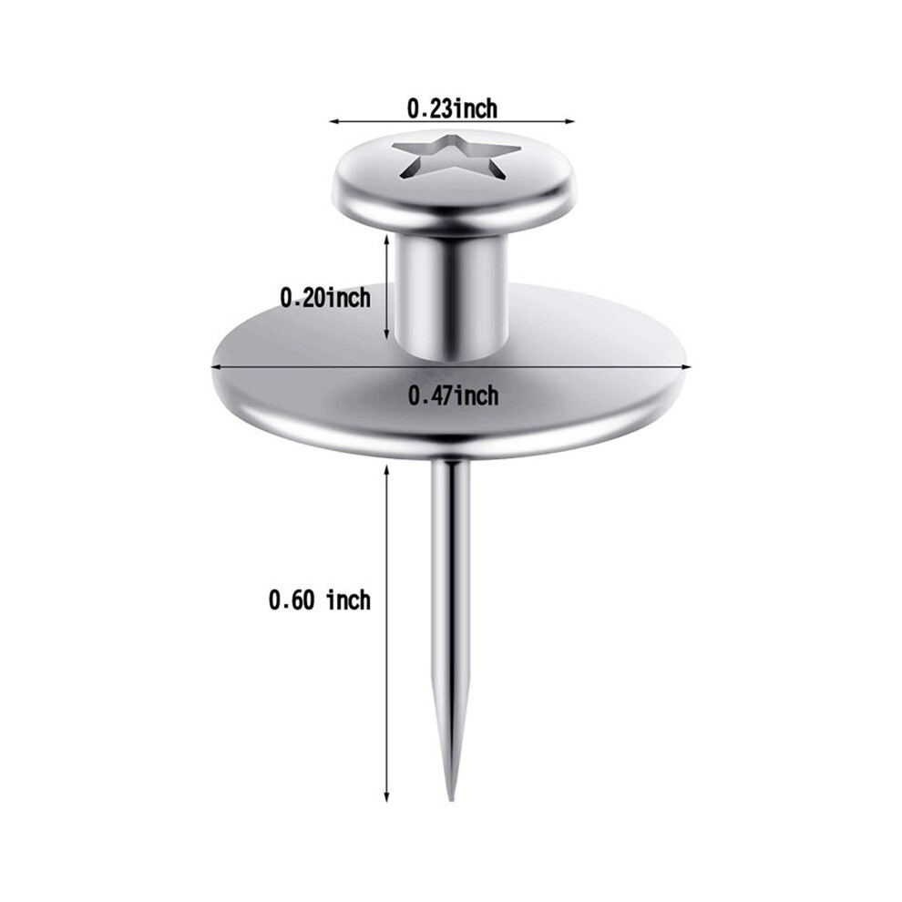 60Pack Silver Double Headed Picture Hanging Nails, Tacks For Wall Hangings, Pins 4852070715775