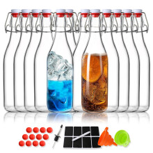 12 Pack 16 oz Swing Glass Bottles with Airtight Seal for Kombucha and Beer Brewing