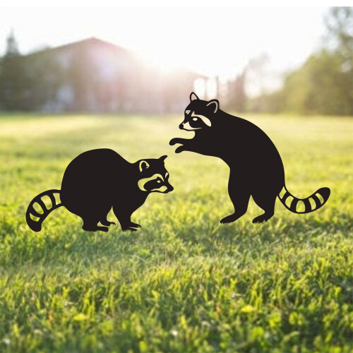 Metall-Waschbär-Gartenstatue, Pfähle,-stehender Waschbär 2