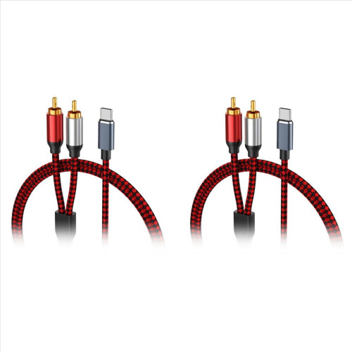 2x USB C σε 2 RCA καλώδιο ήχου τύπου αρσενικό για Xiaomi Huawei Tablet Speaker Amplifier TV, 1M