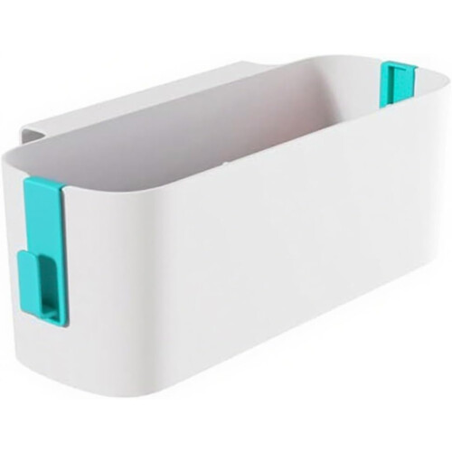 Bedside Storage Organizer with Large Capacity, Secure Hooks for Bed Frame, SpaceSaving White Caddy 1