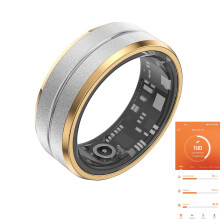 Smart Ring with Heart Rate and SpO2 Monitor, IP68 Waterproof Fitness Tracker, Stainless Steel, Silver and Gold, US11