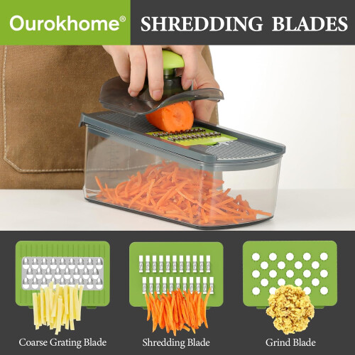 Mandoline Slicer with 6 Interchangeable Blades, HandSafe Vegetable Chopper for Kitchen, Gray 1