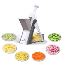 Mandoline Slicer 5 in 1 Vegetable Chopper with Hidden Blade Safety and Adjustable Thickness Gray