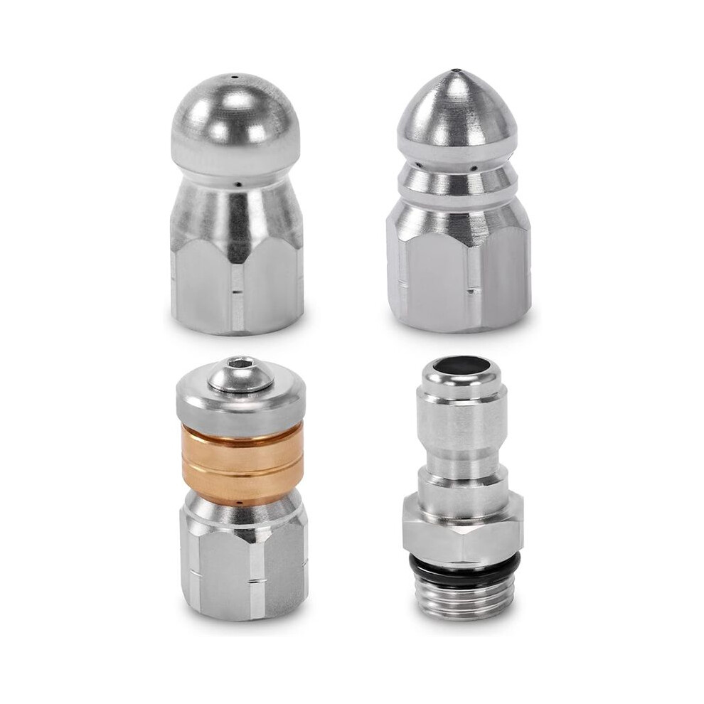Sewer Jetter Nozzle For Pressure Washer,Drain Cleaning Tips,Rotating Button Nose With 1/4 Inch Quick Connect,5000Psi 4852940121057