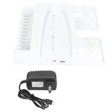 Stazione di raffreddamento con luci RGB, caricabatterie per controller doppi PS5, alimentatore rapido, kit di montaggio a parete, indicatori LED,