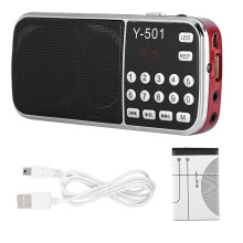 Radio FM portátil, MP3, altavoz, compatible con tarjeta TF, batería recargable, recepción automática, escaneo y memoria de emisoras, sonido