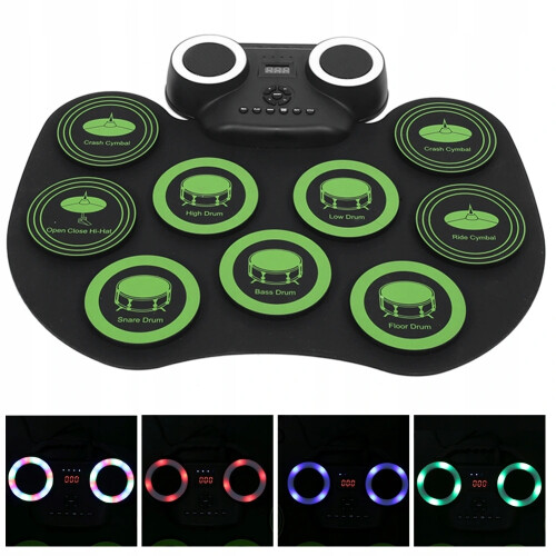 Roll-up Drums Practice Pad Συμπαγής Σχεδιασμός, Ηλεκτρονικό Σετ Ντραμς με Υποδοχή Ακουστικών 2
