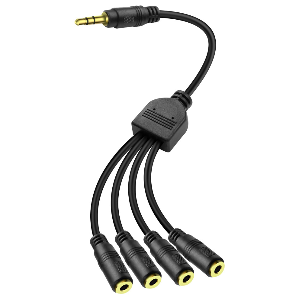 3.5Mm Audio Splitter 1 Male To 4 Female, Stereo Headphone Splitter Cable With Goldplated Connectors 9001264071110
