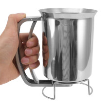 800ml Stainless Steel Pancake Batter Dispenser with Measuring Gauge and Easyflow Spout for Waffles Crepes Cupcakes