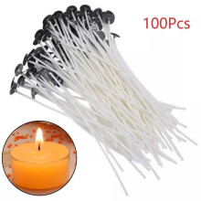 Gewachste Kerzendochte (20 cm) 100 Stück Weiß