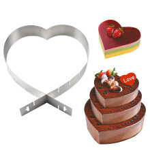 Adjustable Stainless Steel Cake Ring Set with Heart and Round Molds for Baking, Dishwasher Safe