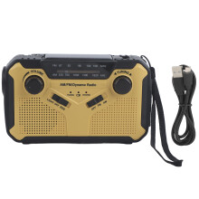 Überlebensausrüstung für Abenteurer, Handkurbelgenerator & Solarstrom, AM/FM-Radio mit Wetterwarnungen, USB-Ladegerät & LED-Taschenlampe,
