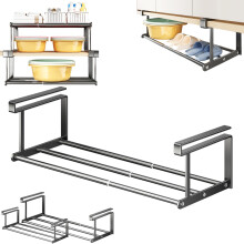 Retractable Shelf Organizer Adjustable Hanging Storage Rack for Closet Kitchen Bathroom Grey 11.819.7in