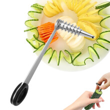 Stainless Steel Vegetable Spiral Cutter with Ergonomic Grip for Potatoes Carrots Zucchini