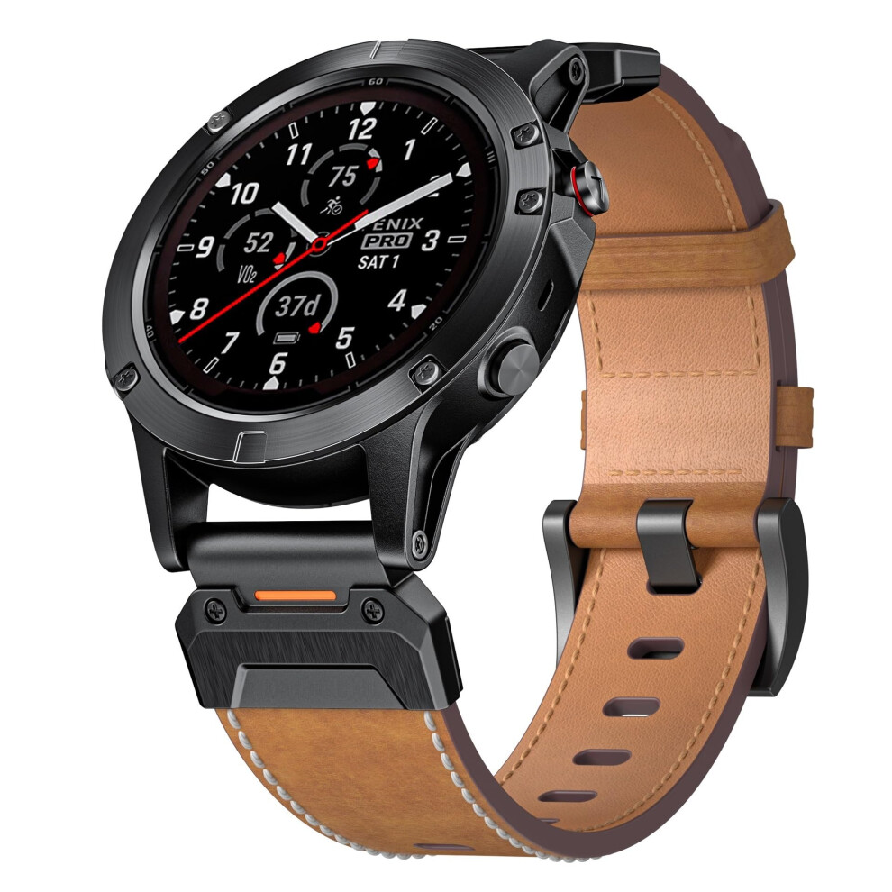 26Mm Italian Leather Watch Strap, Adjustable Durable Band For Garmin Fenix 7X 6X 5X Epix Gen 2 9119770784742