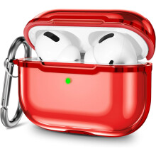 Elegante custodia per AirPods Pro, trasparente, antiurto, in TPU e PC, compatibile con la terza generazione, con 2 portachiavi, anti-ingiallimento e