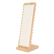 Expositor de collares de piel de bambú suave, organizador de joyas horizontal con diseño desmontable, respaldo acolchado de terciopelo para