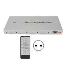 Multifunktionell fjärrkontroll HDMI-matrisbrytare Fjärrkontroll EDID-hantering Automatisk videoskalning HD-ljudformat Nedskalning Stabil