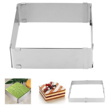Adjustable Stainless Steel Square Cake Ring Mold for Baking, FoodGrade, Dishwasher Safe