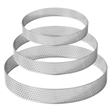 3pcs Microperforated Stainless Steel Tart Rings Set 10cm 15cm 20cm for Even Heat Baking