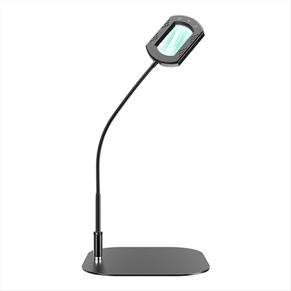 10X Rectangle Magnifying Glass with Light and Stand, Flexible Gooseneck LED Lighted Desk Lamp, 5 Color Modes