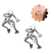 3D dierenoorbel met dierenthema, verstelbare oormanchet met hypoallergeen ontwerp, niet-piercing oorbel, schattige springende kikkeroorbel