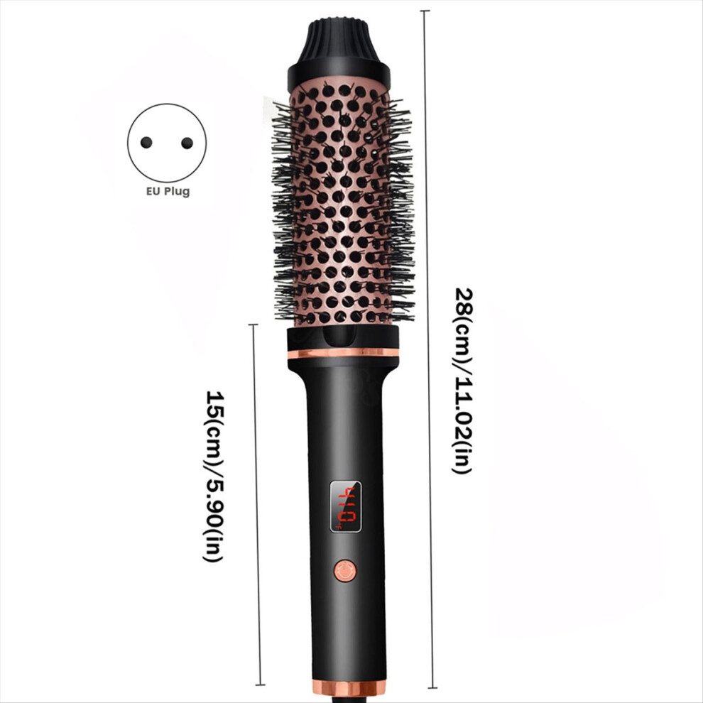 Hair Curling Iron Brush Double PTC Heated Straightening Comb 38mm Thermal Volumizing Hot Ionic Curler Eu Plug
