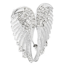 Broche de moda con alas de ángel vintage, chapado en plata antigua con cristales AB brillantes, accesorio de lujo para mujer, idea de regalo