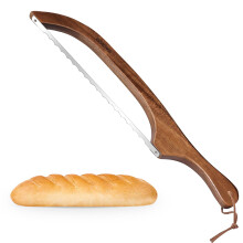 15.7 Inch Sourdough Bread Knife with Ergonomic Wooden Handle, Long Serrated Blade for Even Slicing