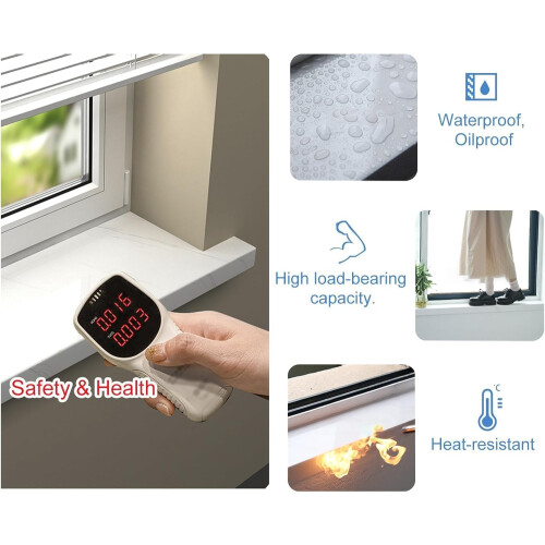 White Window Sill Cover with Nosing, Cuttable ScratchResistant Protector Trim 150x10cm 2