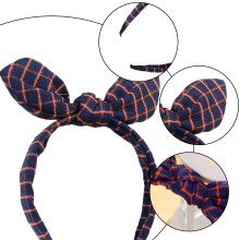 Geschikt cadeau voor vrouwen: oranje geruite haarband met modieus accessoire, multifunctioneel gebruik.