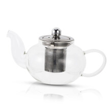 Glass Teapot with Infuser, HeatResistant Clear Glass for Loose Leaf Tea, Stainless Steel Filter