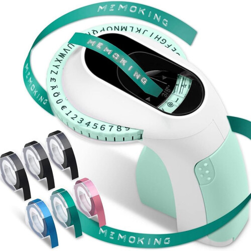 Embossing Label Maker E975 3D Printer Machine met 6 Rollen Emboss Tapes, Handheld Embosser, Groen