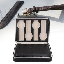 Custodia per orologi con chiusura a cerniera, organizer da viaggio leggero con rivestimento in pelle PU e velluto, custodia decorativa portatile per