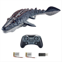 Dinosaure télécommandé 2,4 GHz pour enfants, bateau aquatique lumineux pour piscine (avec 2 piles), noir