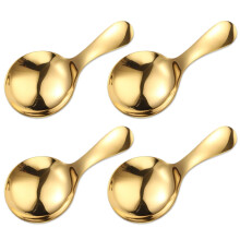 Mini Gold Spoons 4PCS, 304 Stainless Steel Small Scoops for Coffee Sugar Candy Buffet